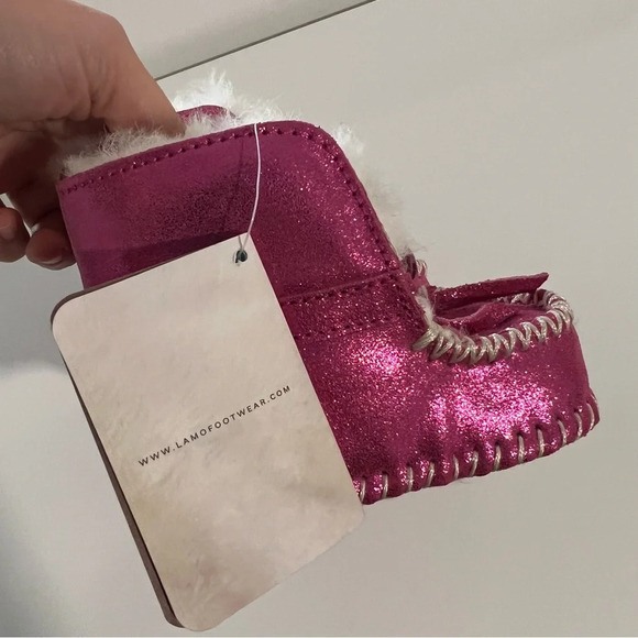 Lamo Baby-Girl's Moc Moccasin, Pink Glitter, Infant - Picture 8 of 9